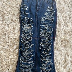 Ripped Flare Denim Jeans